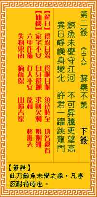 Goddess of Mercy Sign No. 2: Su Qin did not get the first prize.