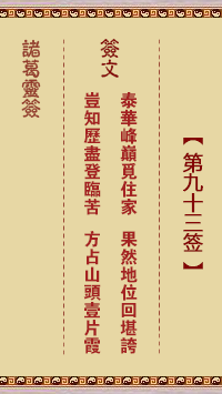 Zhuge Divine Sign 93rd Sign