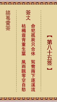 Zhuge Divine Sign 85th Sign