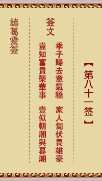Zhuge Divine Sign 81st Sign