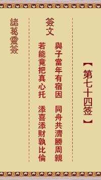 Zhuge Shenzang 74th Sign