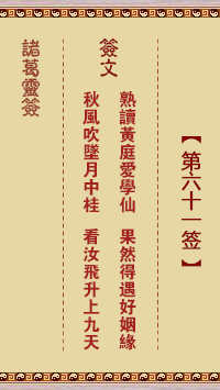 Zhuge Divine Sign 61st Sign