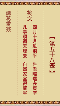 Zhuge Divine Sign 58th Sign