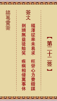 Zhuge Divine Sign 22nd Sign