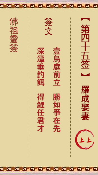 Buddha Spiritual Signature 45th Sign: Luo Cheng Marries Wife 上上签