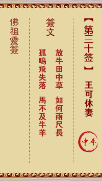 Buddha Spiritual Signature 30th Sign: Wang Ke repudiates his wife in the middle level