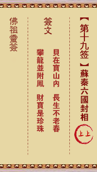 Buddha Spiritual Signature 19th Signature: Su Qin Six States Seal the Prime Minister 上上签