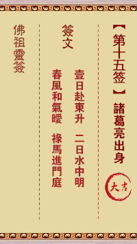 Buddha Spiritual Signature 15th Sign: Zhuge Liang's Origin Great Auspicious Sign