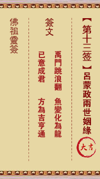 Buddha Spiritual Signature 13th Sign: Lv Mengzheng's Marriage in Two Worlds Great Auspicious Sign