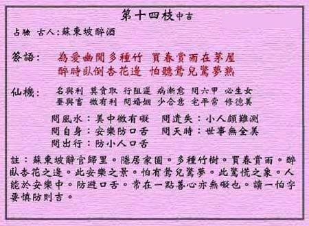 Wong Tai Sin Signs 14th Sign: Medium Lucky Dong Po Returns to Retirement