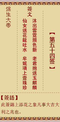 Bao Sheng Da Di Ling Zhi 54th Sign: Mu, [with gradual trigram]