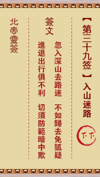 Beidi Lingzhi 39th Sign: Getting Lost in the Mountain Lower Lower