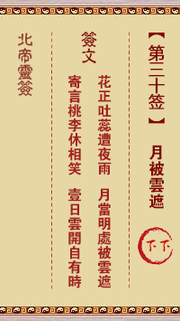 Beidi Lingzhi 30th Sign: The moon is covered by clouds Lower Lower